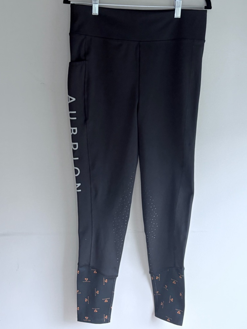 Aubrion Riding Tights Women Black Equestrian Leggings Silicone Grip Athletic Pan
